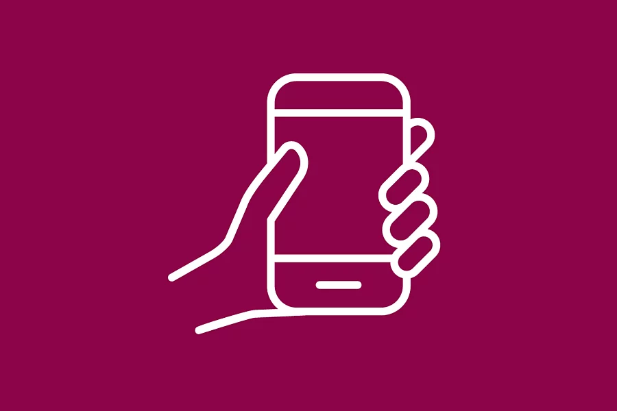 Icon zeigt eine Hand die ein Smartphone hält